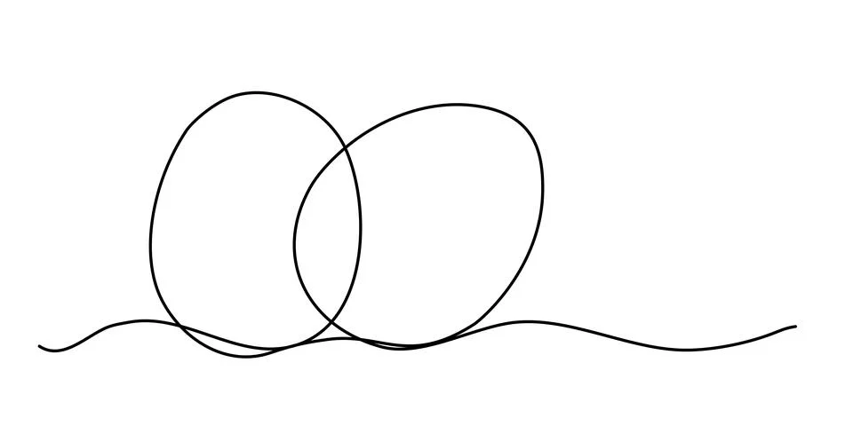 Two Easter eggs in line art style, outline for colouring book, vector Stock Illustration