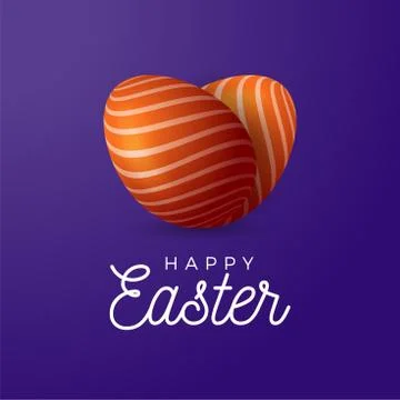 Two easter eggs ornament lie in the shape of a heart. Happy easter greeting c Illustrazione stock