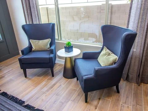 Two Easy Chairs And Small Table Stock Photos