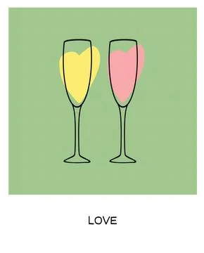 Two eco-friendly drinks symbolizing love on a green background Stock Illustration