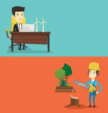 Two ecological banners with space for text. Stock Illustration