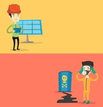 Two ecological banners with space for text. Stock Illustration