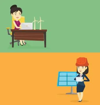 Two ecological banners with space for text. Stock Illustration