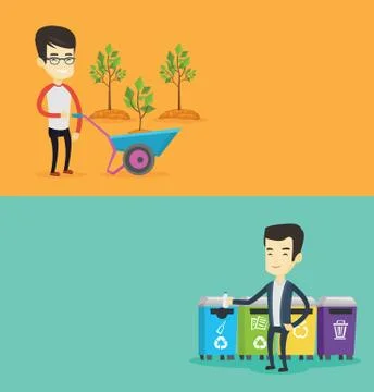 Two ecological banners with space for text. Stock Illustration