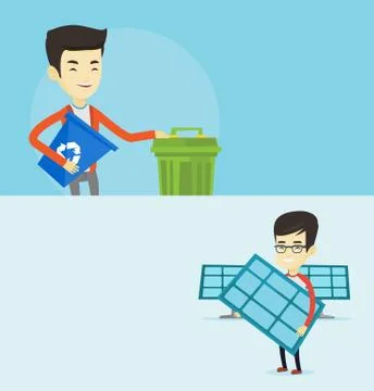 Two ecological banners with space for text. Stock Illustration