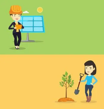 Two ecological banners with space for text. Illustrazione stock