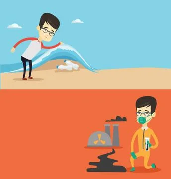 Two ecological banners with space for text. Stock Illustration