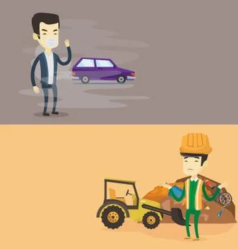 Two ecological banners with space for text. Stock Illustration