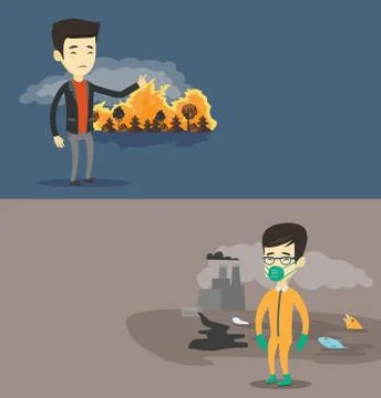 Two ecological banners with space for text. Stock Illustration