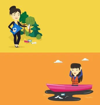 Two ecological banners with space for text. Stock Illustration