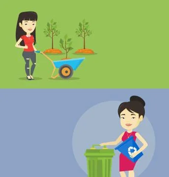Two ecological banners with space for text. Stock Illustration