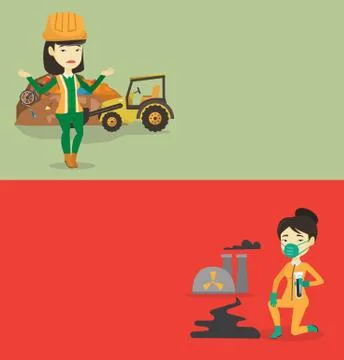 Two ecological banners with space for text. Stock Illustration