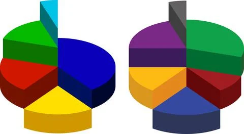 Two editable Multi color pie chart. Stock Illustration