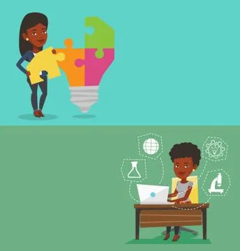 Two educational banners with space for text Stock Illustration