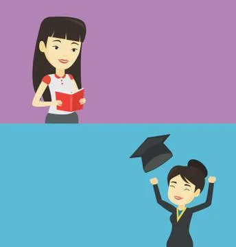 Two educational banners with space for text. Stock Illustration