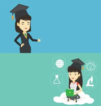 Two educational banners with space for text. Stock Illustration