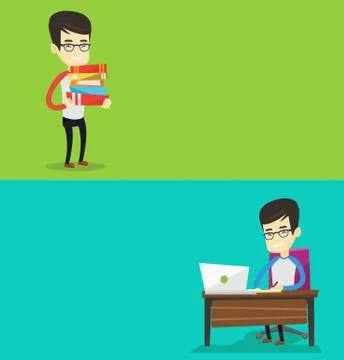Two educational banners with space for text. 스톡 일러스트