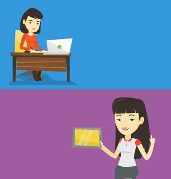 Two educational banners with space for text. 스톡 일러스트