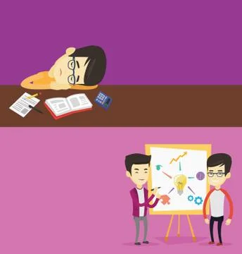 Two educational banners with space for text. Stock Illustration