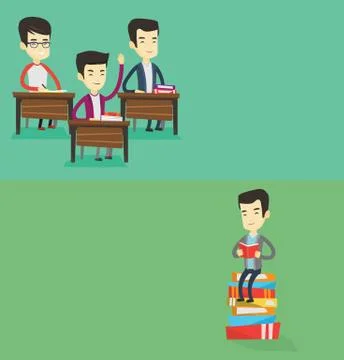 Two educational banners with space for text. Stock Illustration