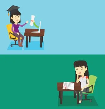 Two educational banners with space for text. Stock Illustration