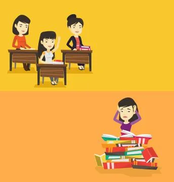 Two educational banners with space for text. Stock Illustration