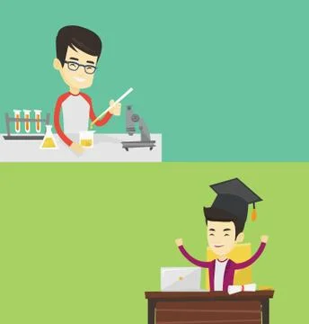 Two educational banners with space for text. 스톡 일러스트