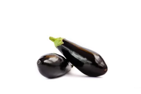 Two eggplant isolated on white background cutout Stock-Fotos