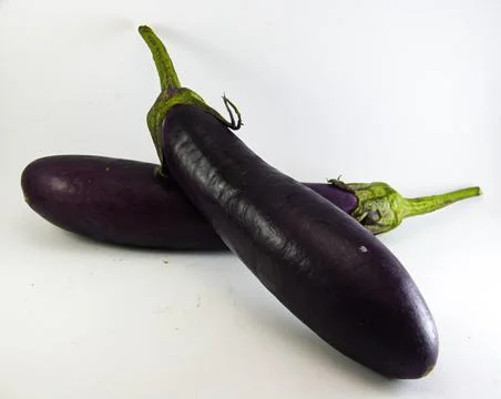 Two Eggplants in an Isolated Background Stock Photos