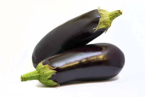 Two eggplants isolated on white Stock Photos