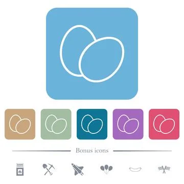 Two eggs outline flat icons on color rounded square backgrounds 스톡 일러스트