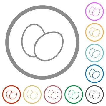Two eggs outline flat icons with outlines Stock Illustration