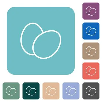 Two eggs outline rounded square flat icons 库存插图