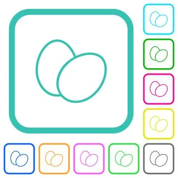 Two eggs outline vivid colored flat icons Illustrazione stock