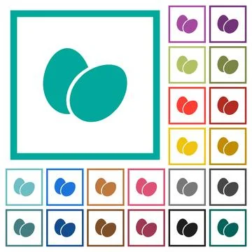 Two eggs solid flat color icons with quadrant frames イラスト素材