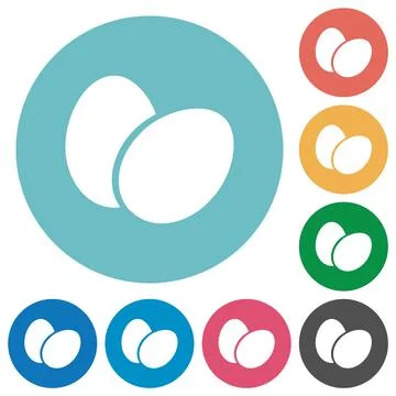 Two eggs solid flat round icons 库存插图