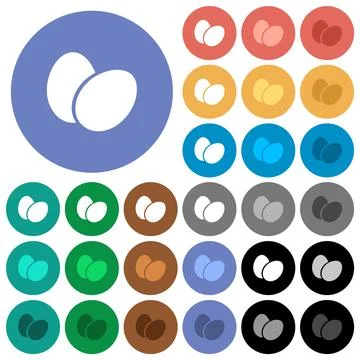 Two eggs solid round flat multi colored icons 스톡 일러스트