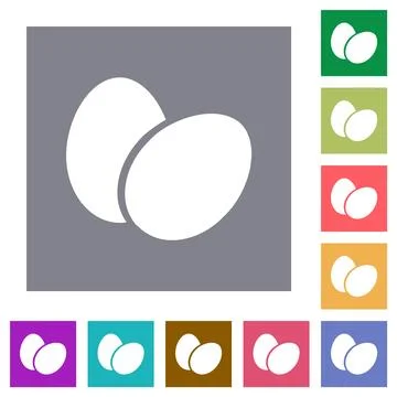 Two eggs solid square flat icons Stock Illustration