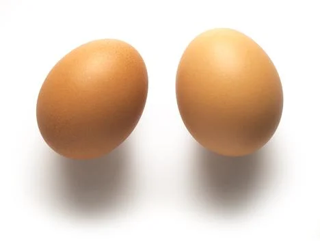 Two eggs on white Foto stock