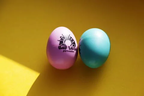 Two eggs that you can shake are used in music Stock Photos