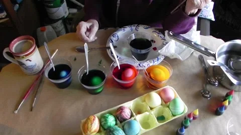 Two Elderly Women Discussing Easter Egg Design Gestures No Sound Stock Footage 150375264