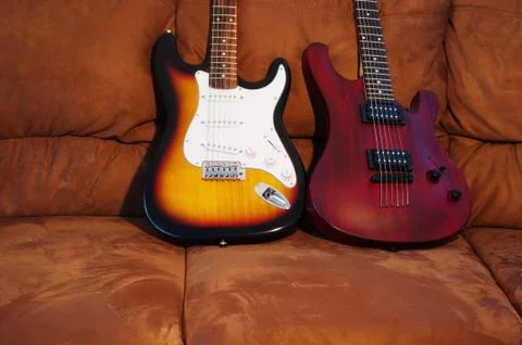 Two electric guitars Stock Photos
