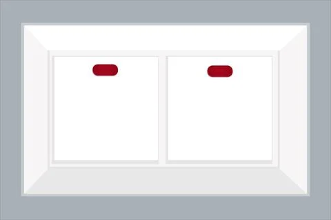 Two electric light switch stylish on the wall with a red light bulb Stock Illustration