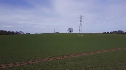 Two Electric Pylons - Sweep Under the Wires Video stock 79996245