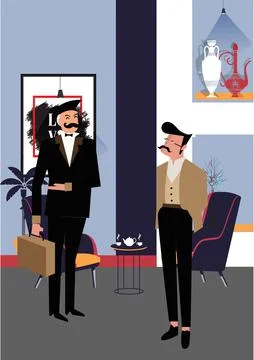 Two elegant gentleman in suits Stock Illustration