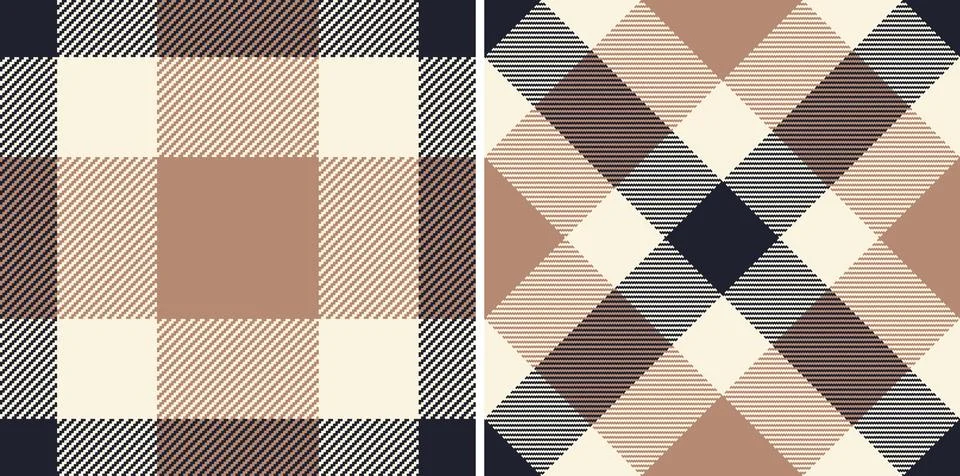 Two elegant plaid patterns in earthy tones.  Perfect for textile design, fall Stock Illustration
