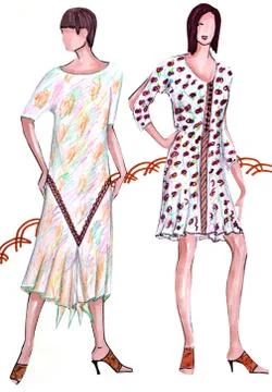 Two elegant summer dresses Illustrazione stock