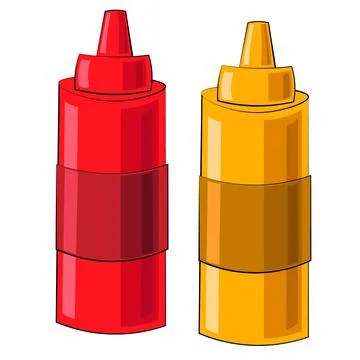 Two element ketchup and mustard. Draw illustration in colors Stock Illustration