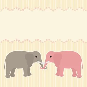 Two elephants card Stock Illustration