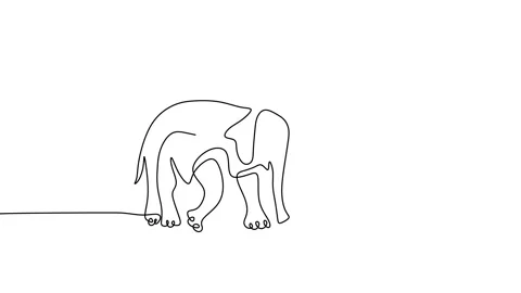 Two elephants continuous one line art animation minimalism style Stock Footage 227459303